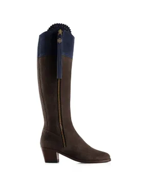 Regina       50% Off   |   Save £197  chocolate & navy Heeled Knee-high Boots        - Sporting Fit