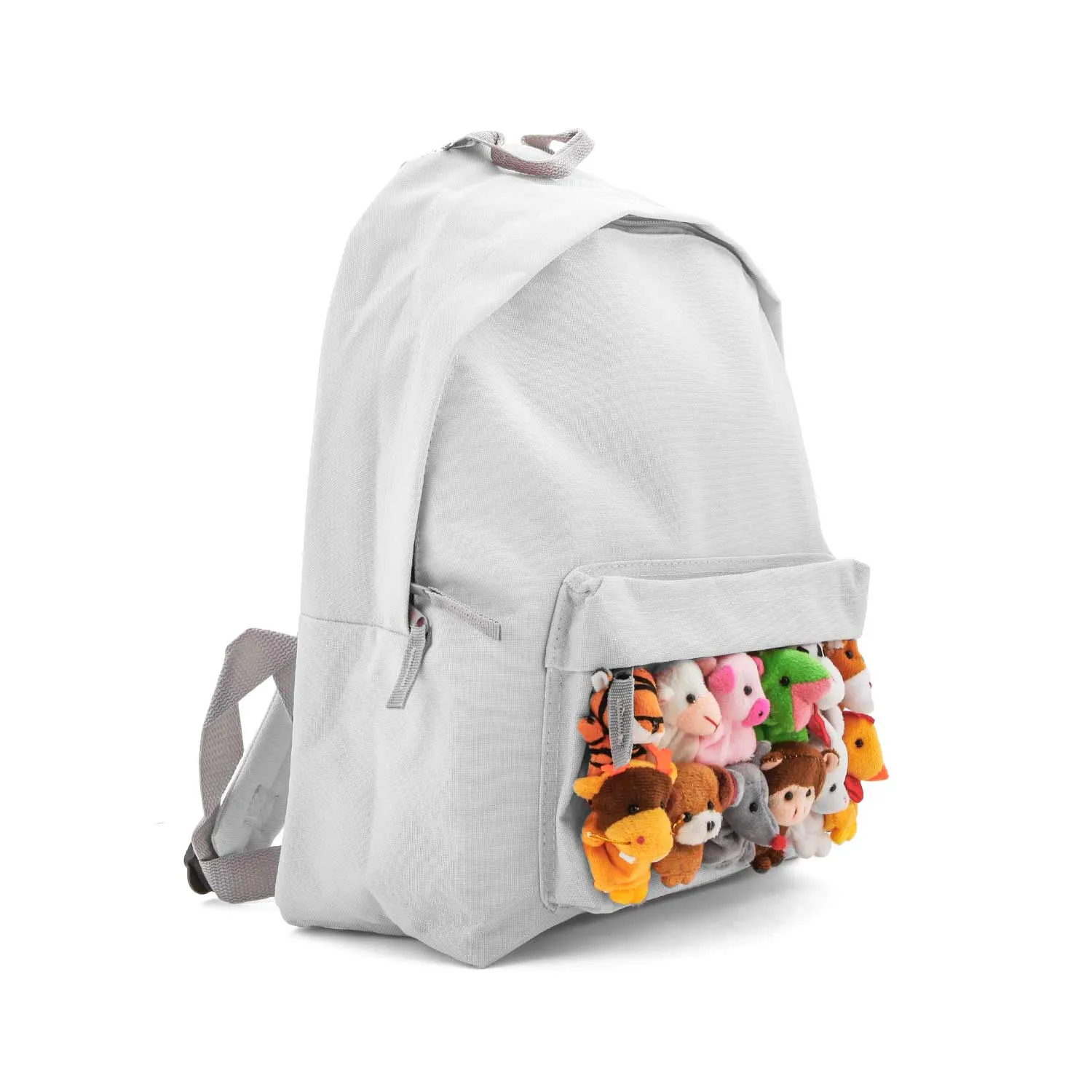 Regina White Backpack With Mini Peluches For Girls And Teenagers
