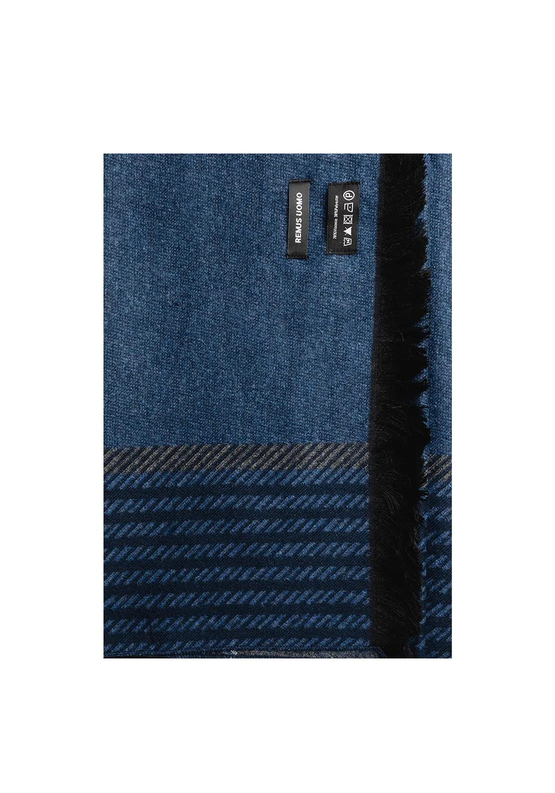 Remus Uomo Contrast Stripe Design Scarf, Navy