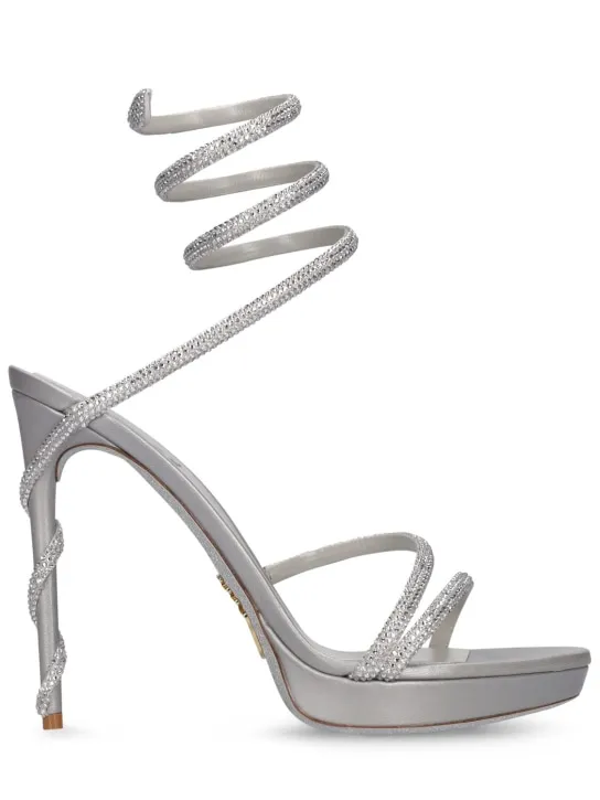 René Caovilla   120mm Margot satin & crystals sandals 