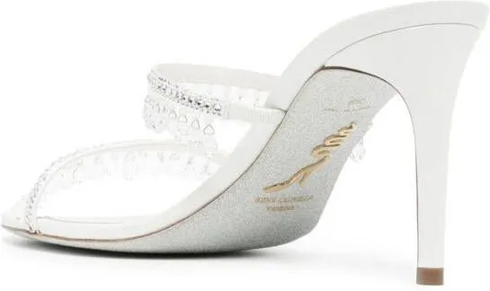René Caovilla 85mm crystal-strap sandals White