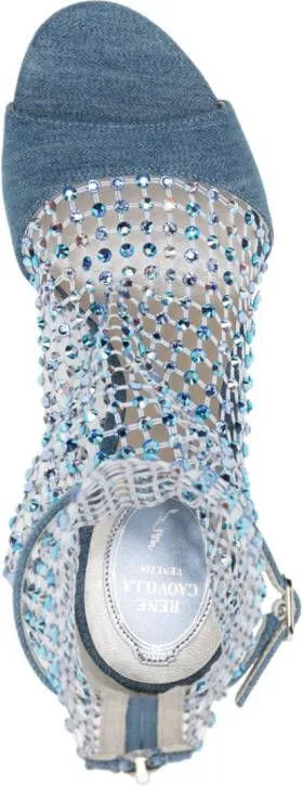 René Caovilla Galaxia 90mm denim sandals Blue