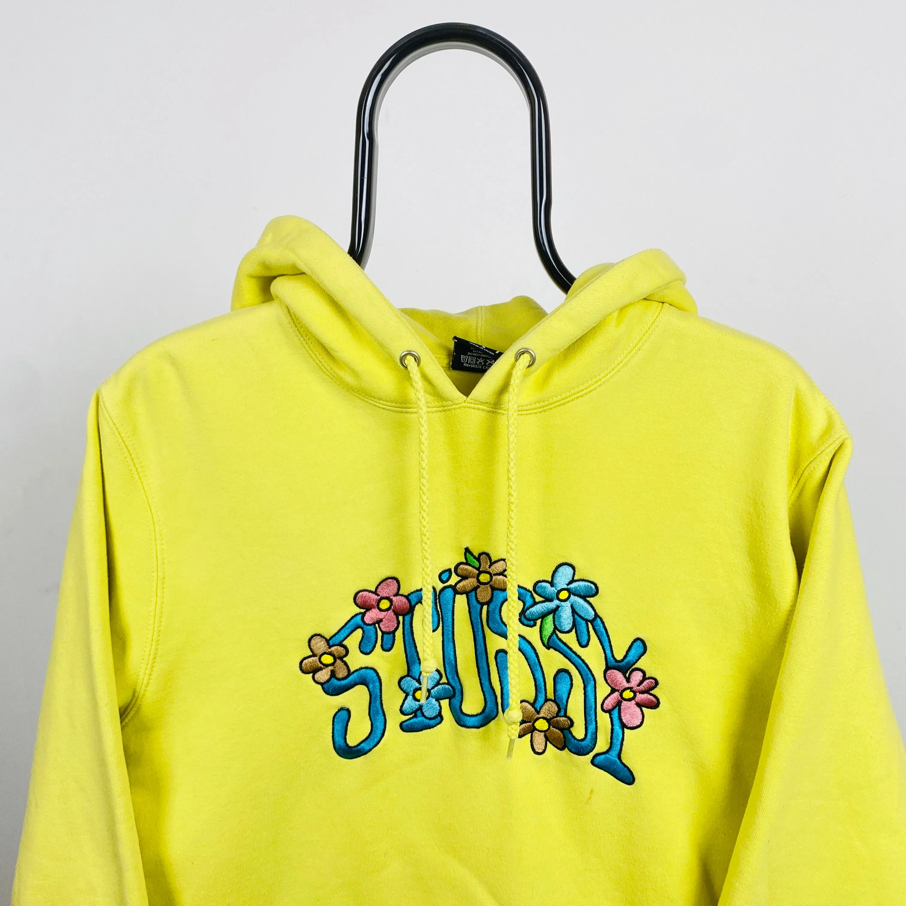 Retro 00s Stussy Hoodie Yellow Small