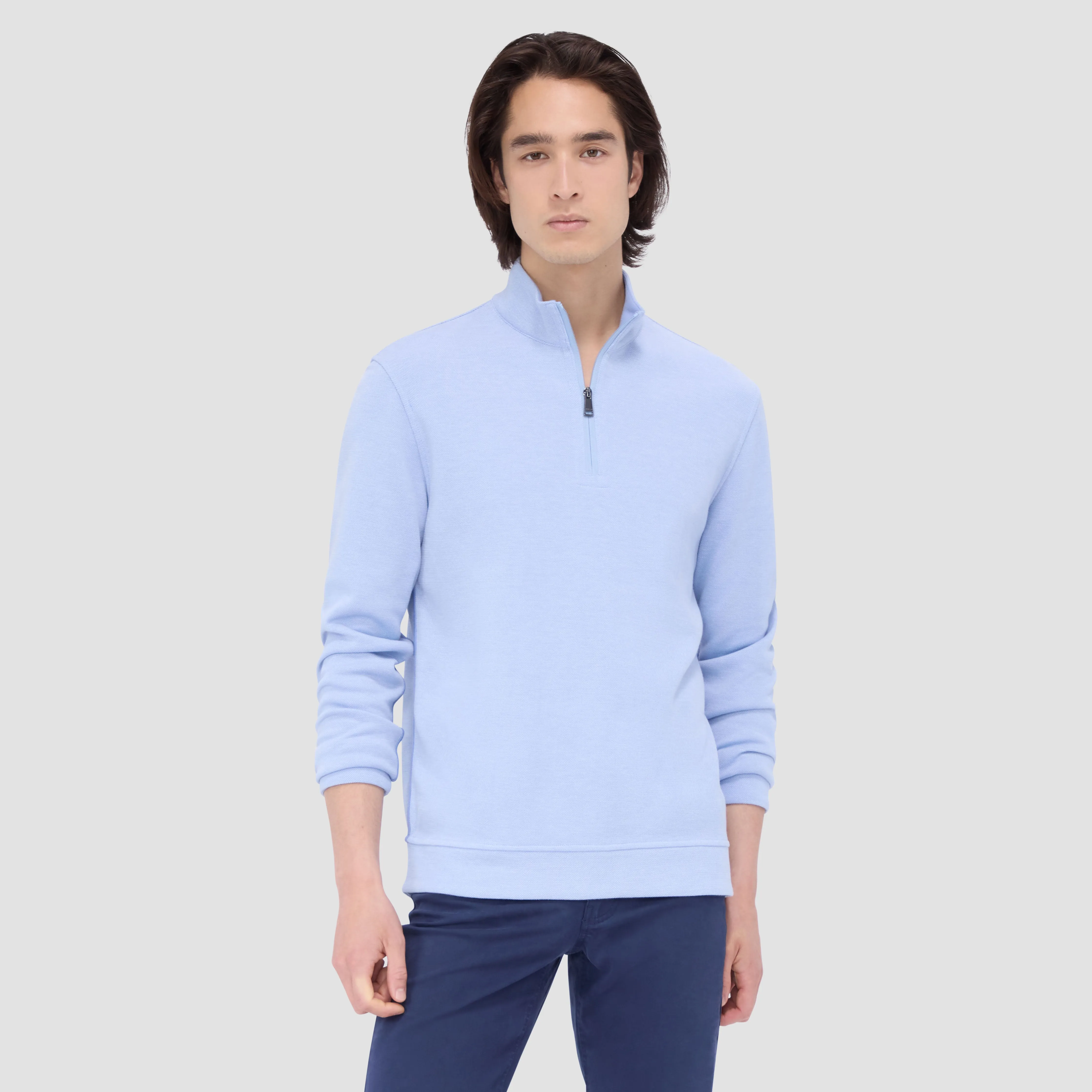 Reversible Pique/Fishermen Knit Quarter Zip Pullover