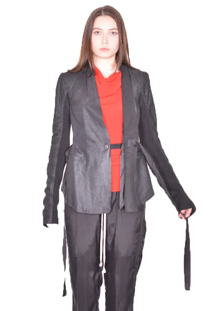 RICK OWENS WOMEN RP01D2707 LBA HOLLYWOOD LEATHER JACKET BLACK