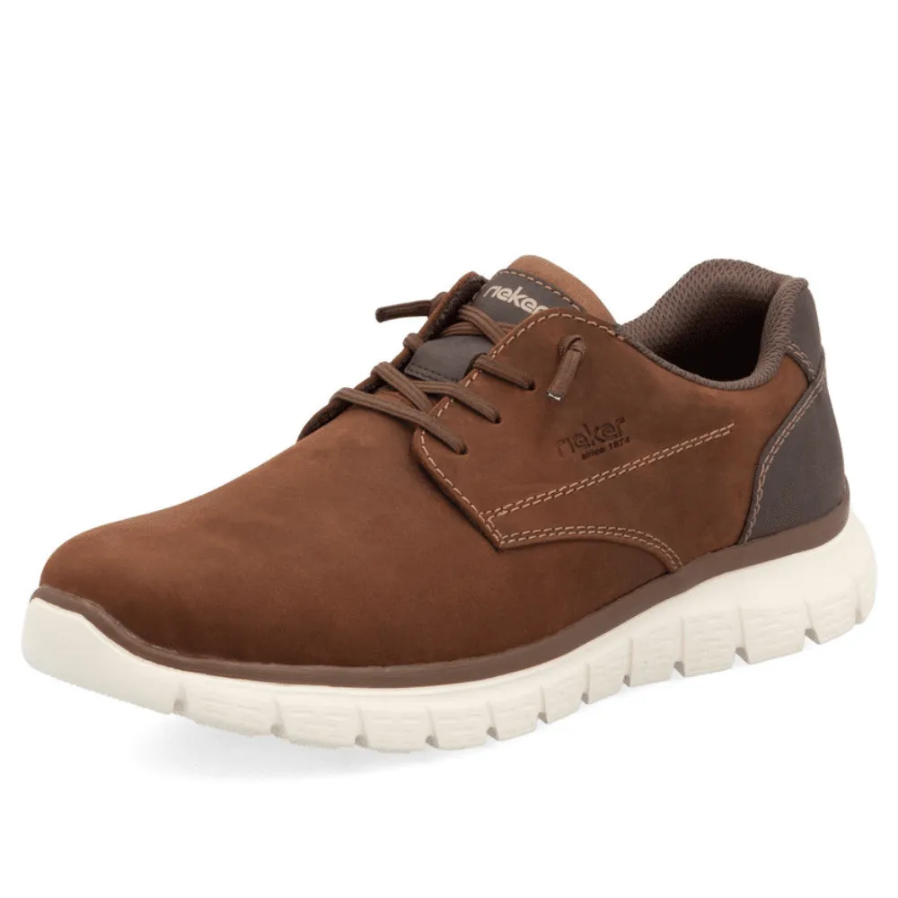 Rieker B6653 Mens Brown Waxed Leather Trainers
