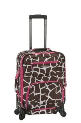 Rockland Luggage 19 Inch Patterned Expandable Spinner Carry On, Pink Giraffe, One Size