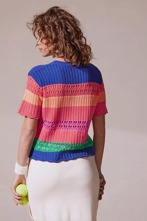 Rodier CROCHET LIKE MULTI STRIPES SWEATER