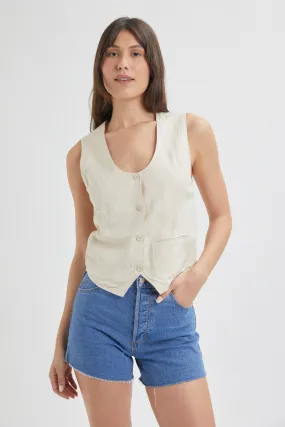 Rolla's Soho Linen Vest Biscuit