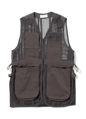 Rope Mesh Long Vest - Charcoal