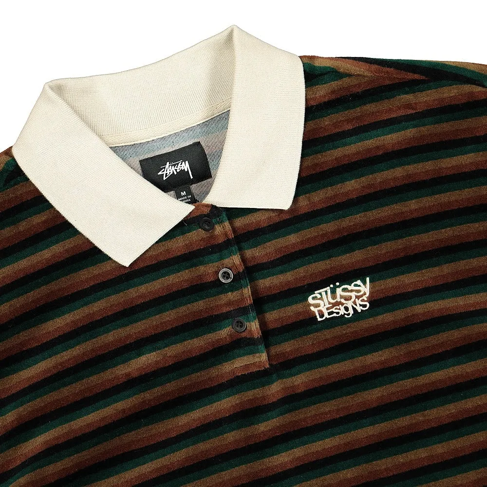 Rosemary Velour Stripe Longsleeve Polo