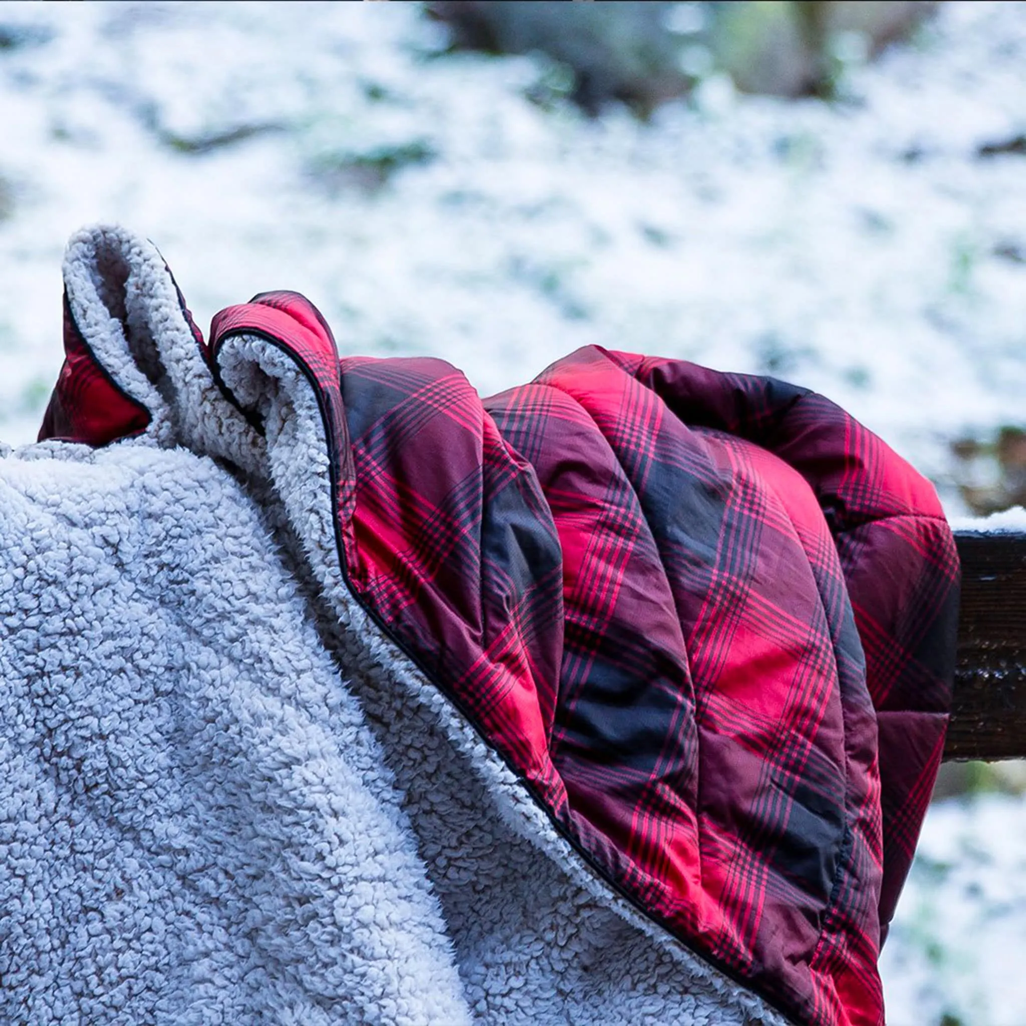 Rumpl Sherpa Puffy Blanket - Junior Ombre Plaid  - Clement