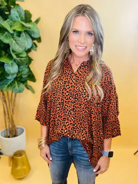 Rusty Leopard Button up Tunic--FLASH SALE