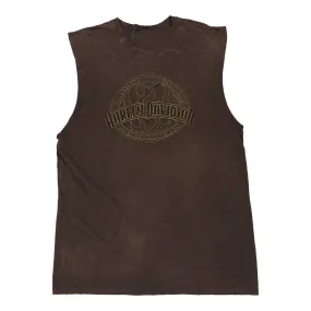 S. Charleston, West Virginia Harley Davidson Graphic Vest - Large Brown Cotton