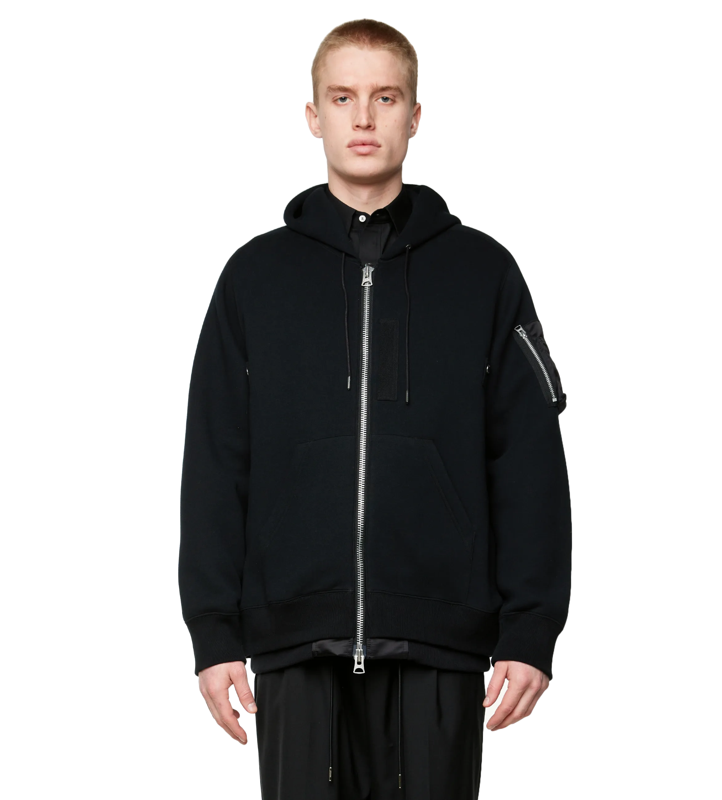 Sacai    Nylon Twill Hoodie Black