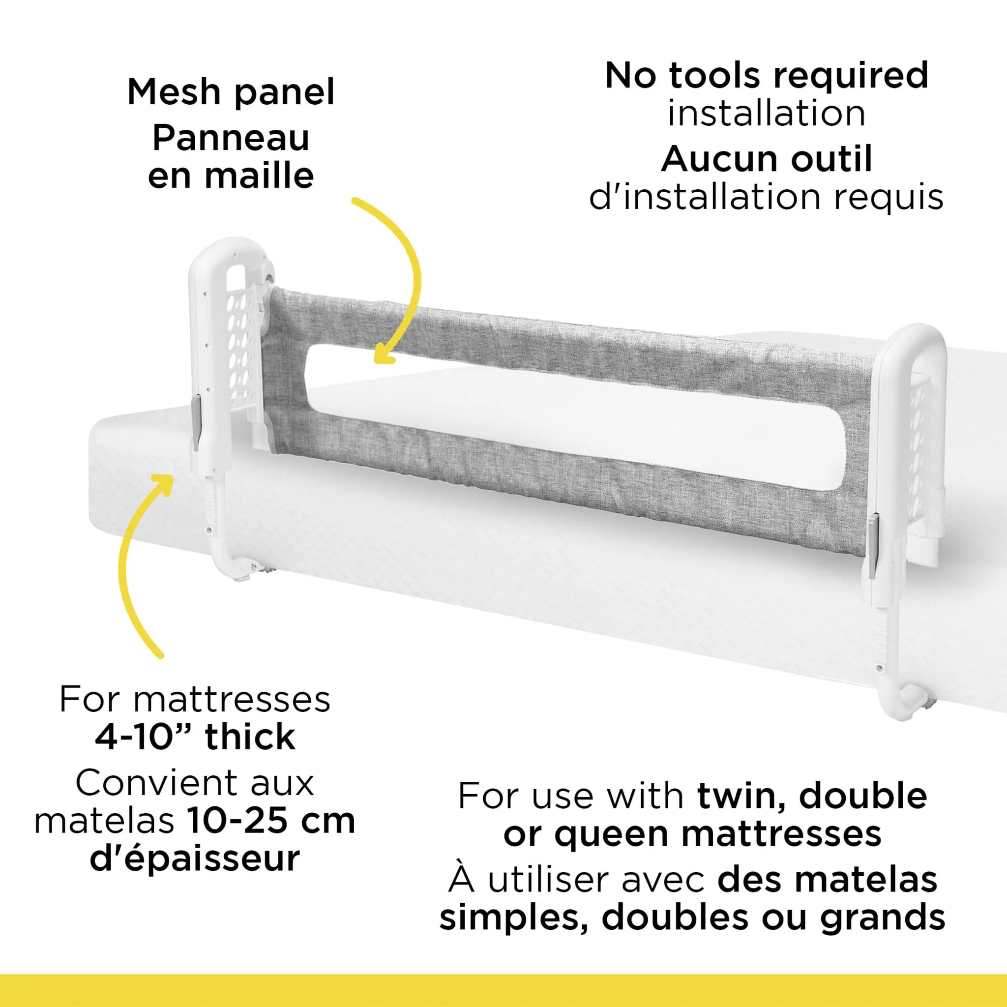 Safety 1st Top-of-Mattress Bed Rail - Grey  - Clement