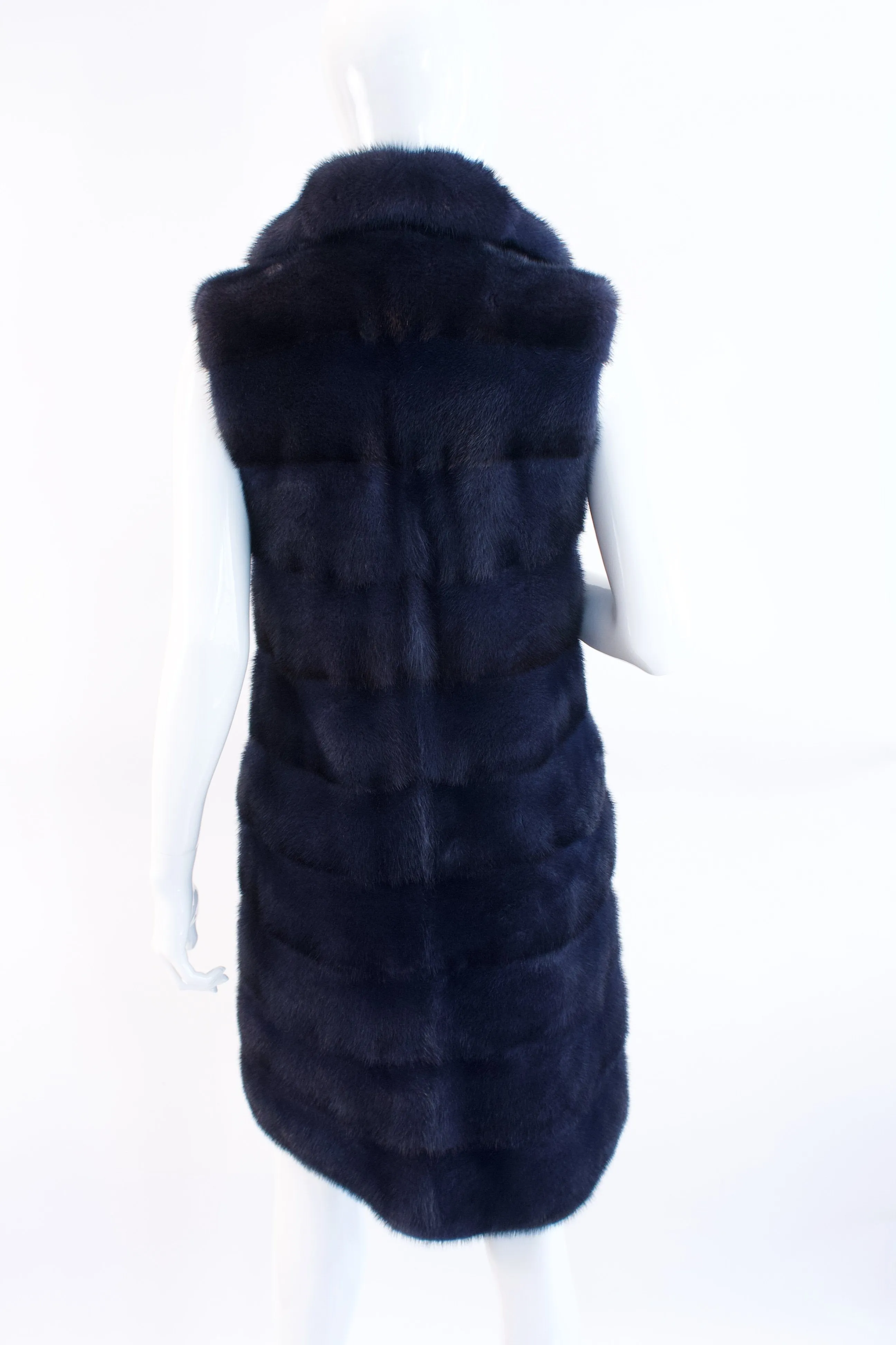 SAGA Furs Navy Blue Mink Vest