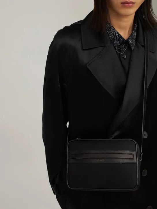 Saint Laurent   Camp nylon & leather camera bag 