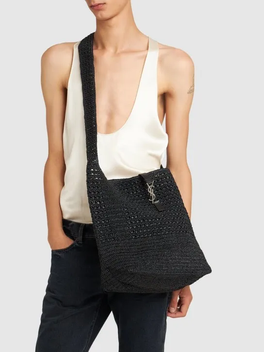 Saint Laurent   Le 5 à 7 medium raffia crossbody bag 