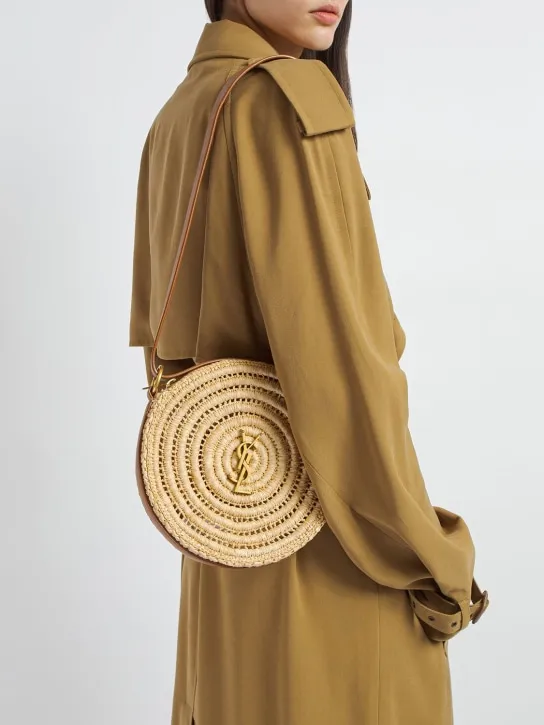 Saint Laurent   Round raffia shoulder bag 