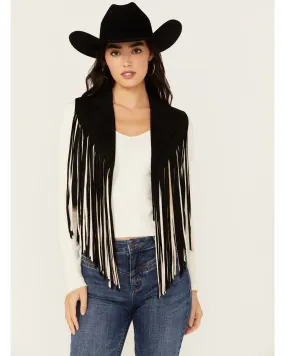 Saints & Hearts Women's Contrast Fringe Faux Suede Vest