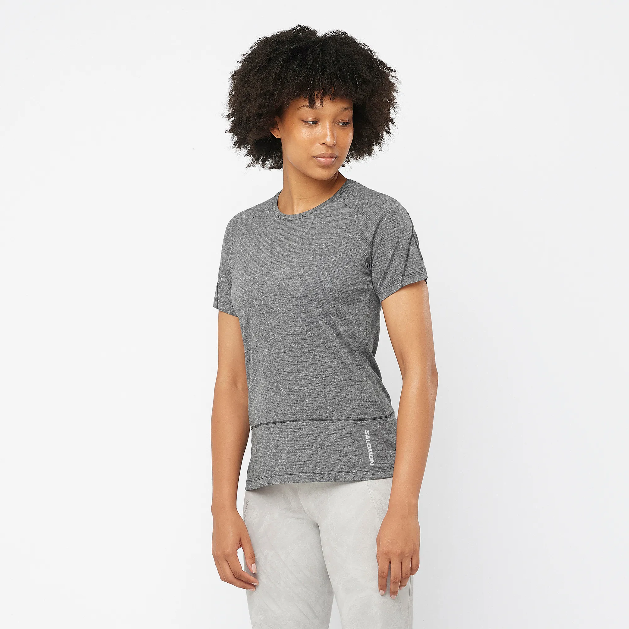 Salomon Women's Cross Run Tee Deep Black/Heather | Buy Salomon Women's Cross Run Tee Deep Black/Heather here | Outnort