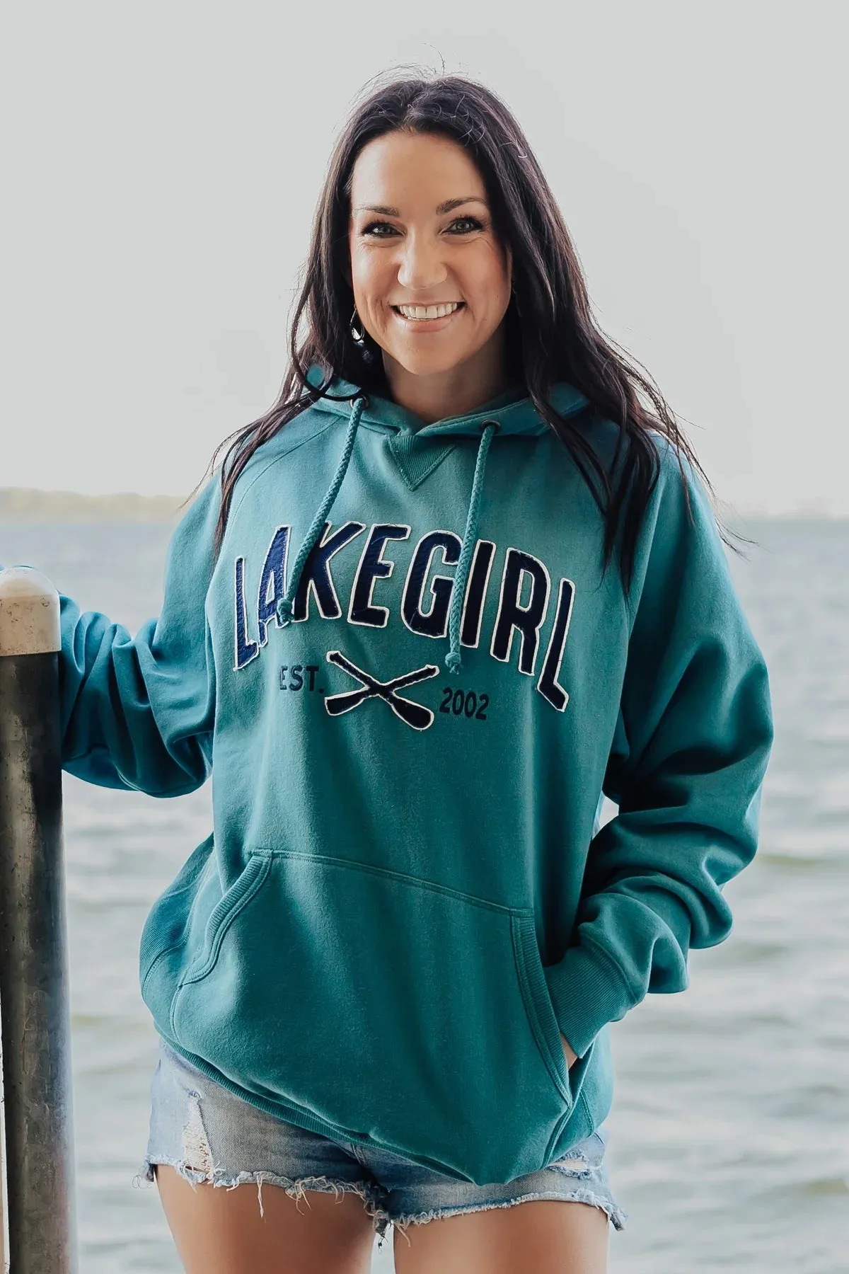 Sanded Fleece Hooded Sweatshirt - Dark Teal - FHS002