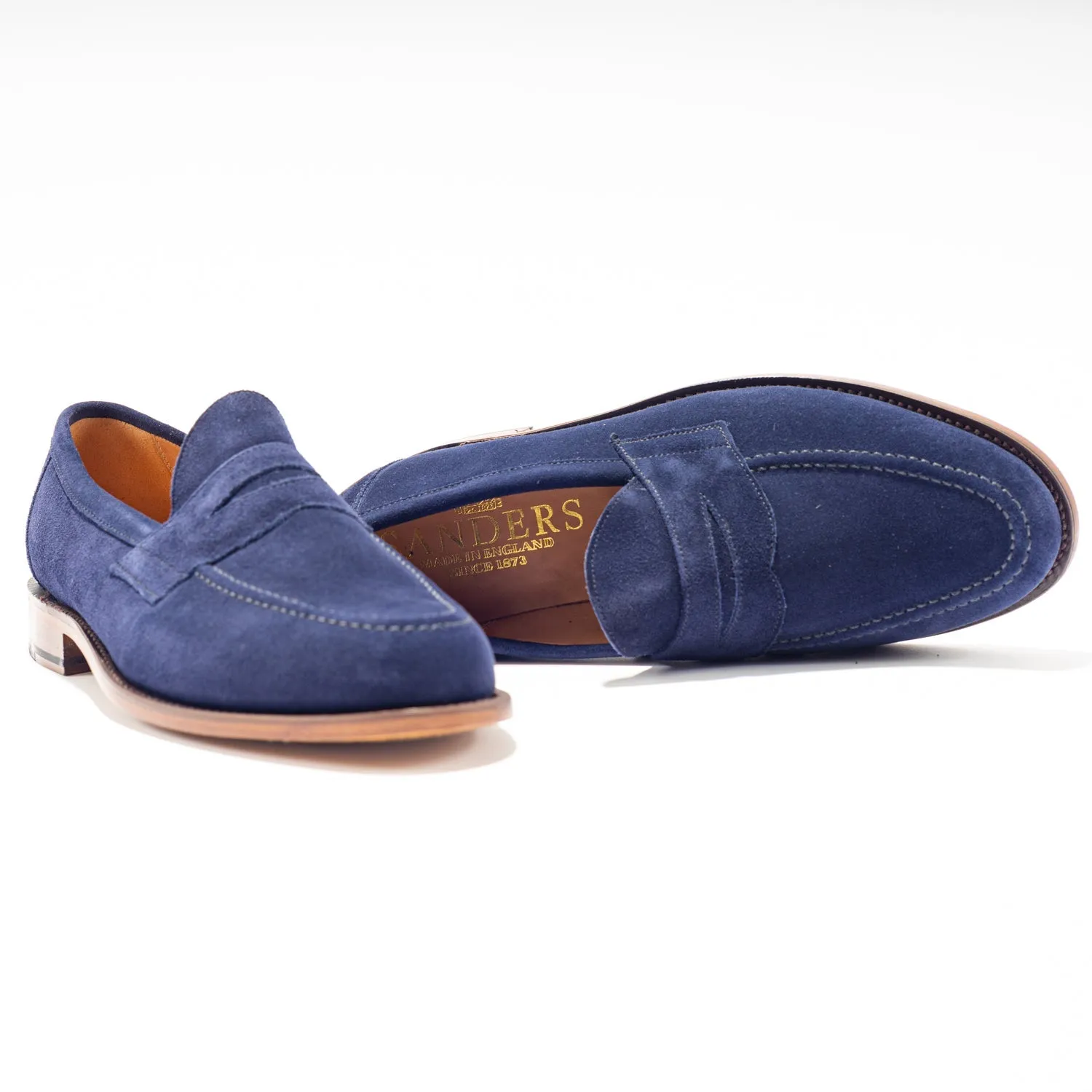Sanders Aldwych Navy Suede Penny Loafer