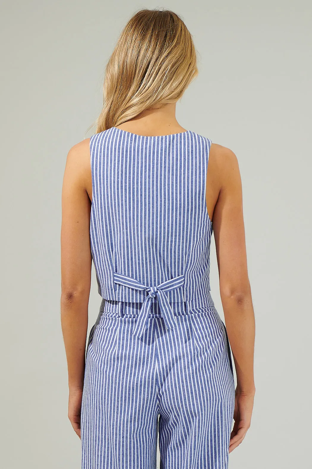 Sandy Striped Chelsea Button Up Vest