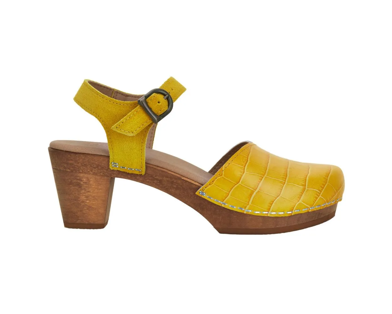 Sanita Clearance Rosalina Square Wooden Sandals in Yellow (472524)