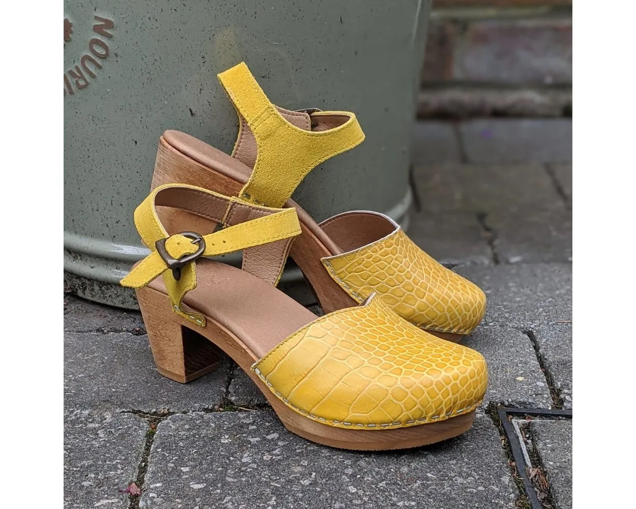 Sanita Clearance Rosalina Square Wooden Sandals in Yellow (472524)
