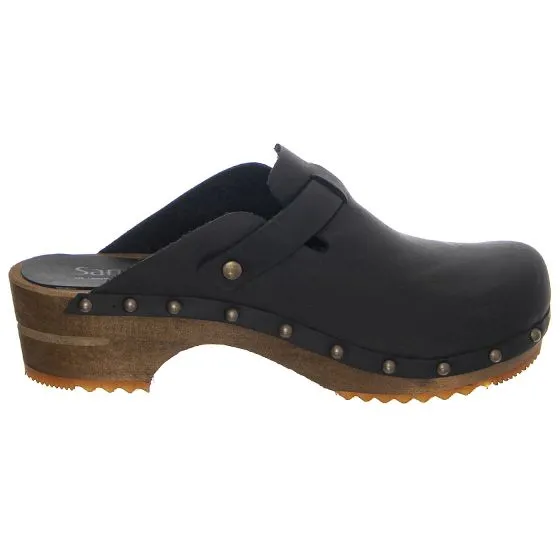 SANITA W' Wood-Kristel Open Black Sandals
