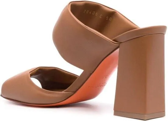Santoni 90mm Cactus open-toe mules Brown