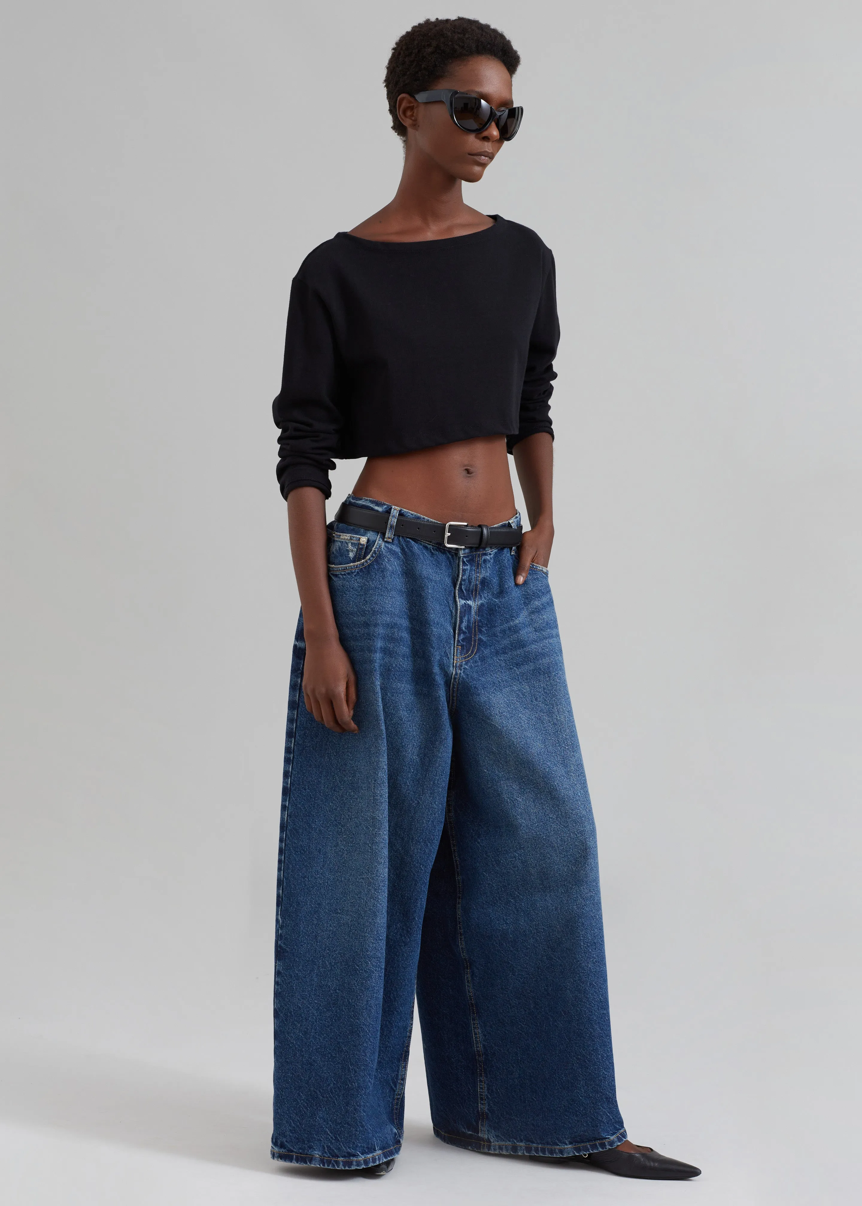 Sasha Wide Leg Jeans - Dark Blue