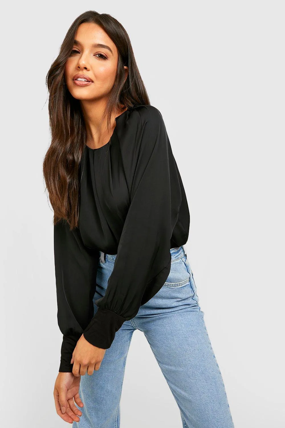 Satin Blouson Sleeve Bodysuit