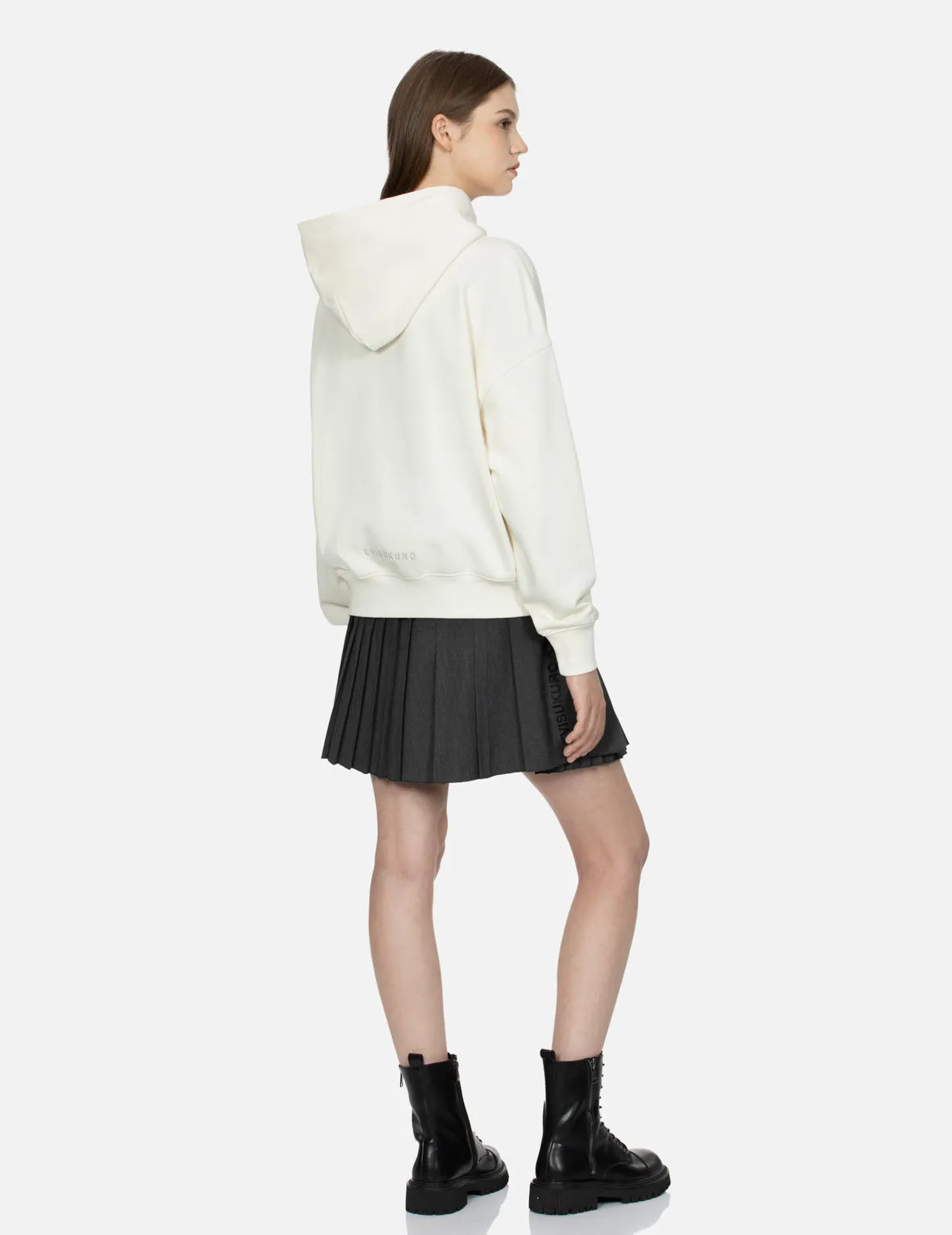 Seagull Print and Slogan Embroidery Oversized Hoodie