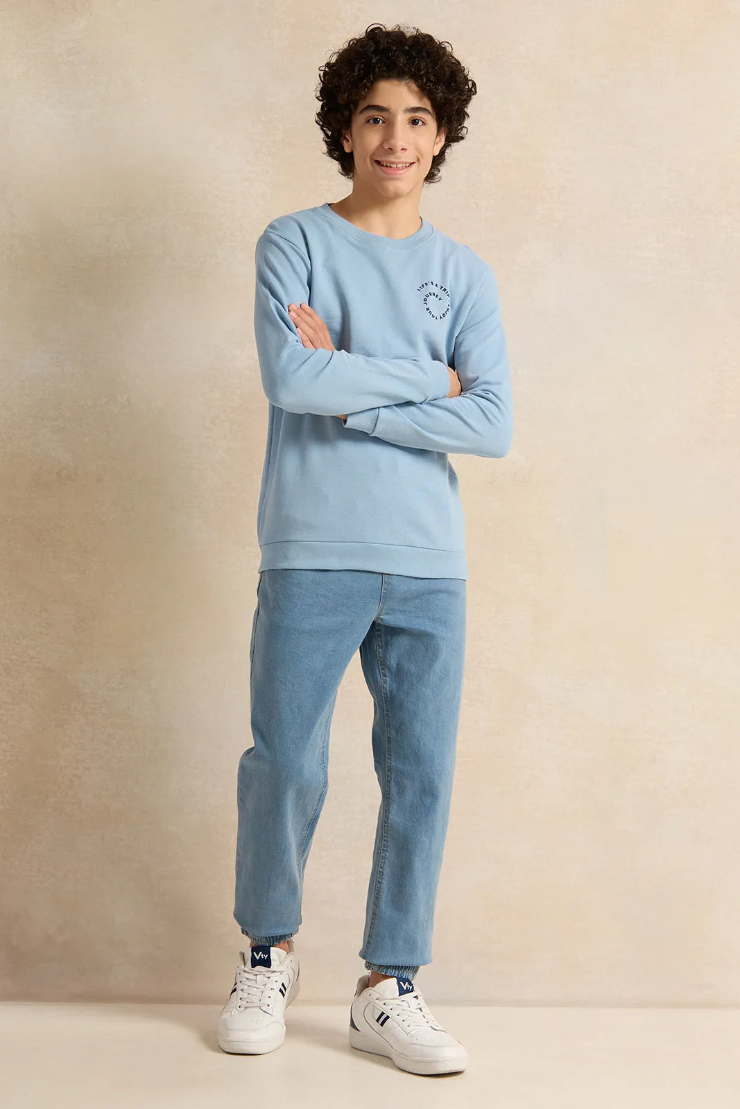 Senior Boys Blue Pull On Jogger Jeans