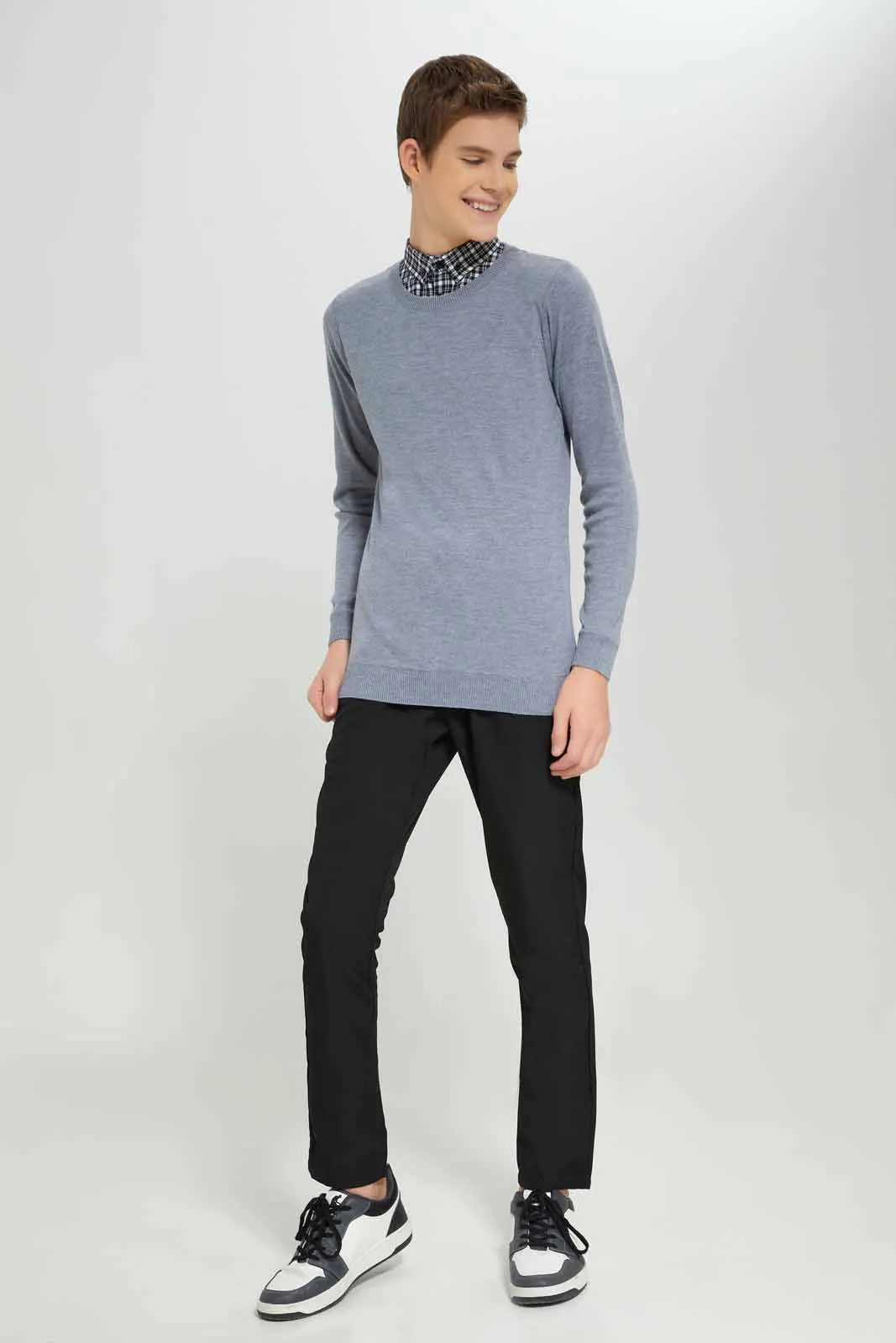 Senior Boys Grey Collared Pullover