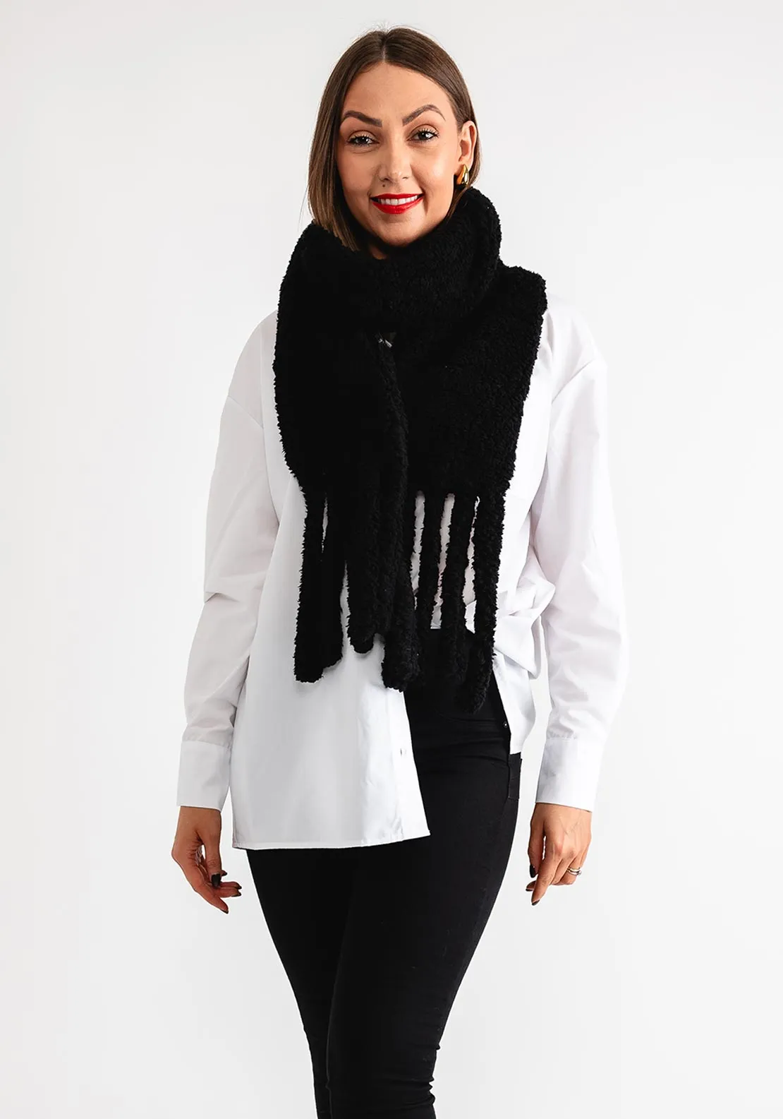 Serafina Collection Fluffy Scarf, Black