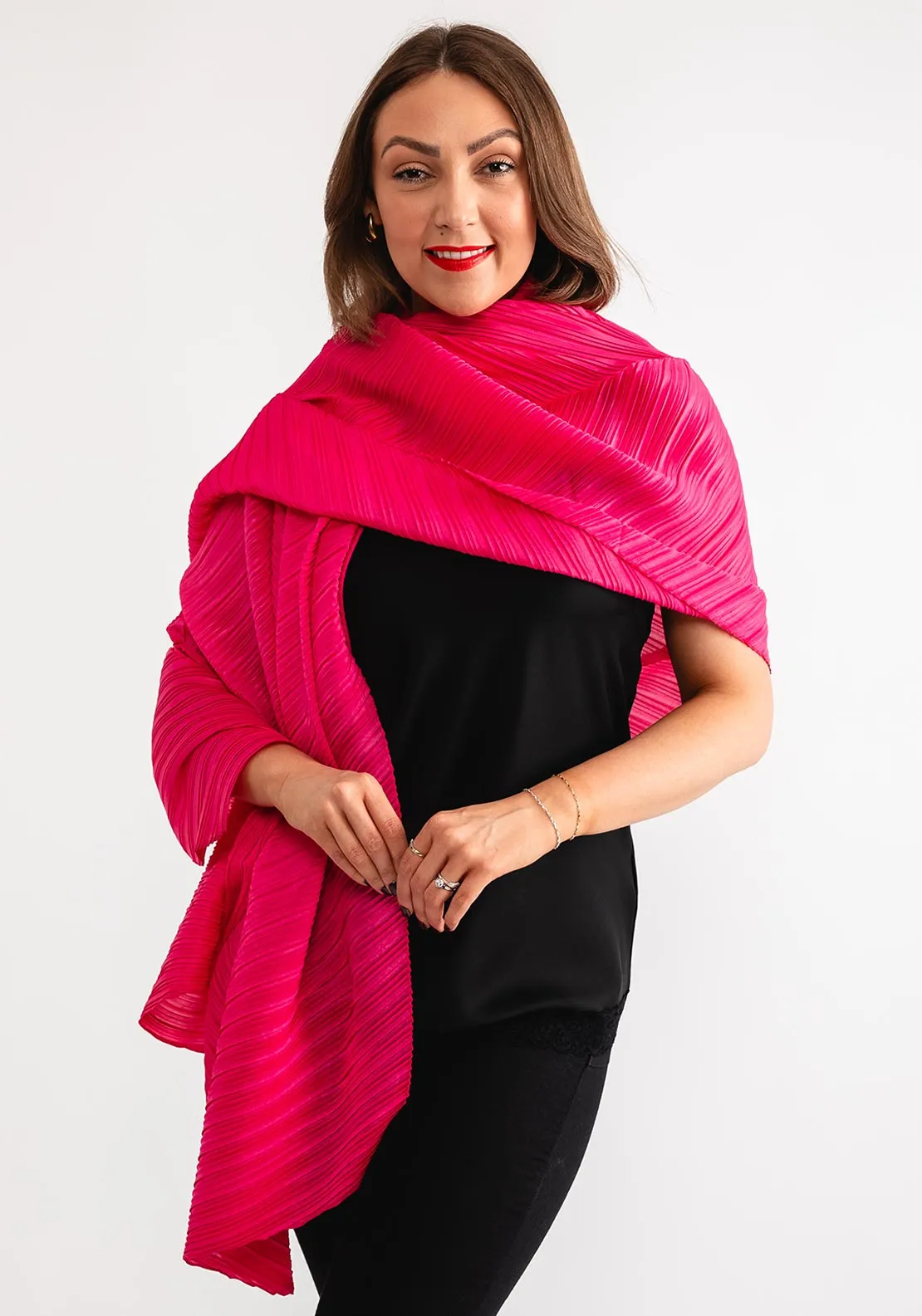 Serafina Collection Plisse Scarf, Pink