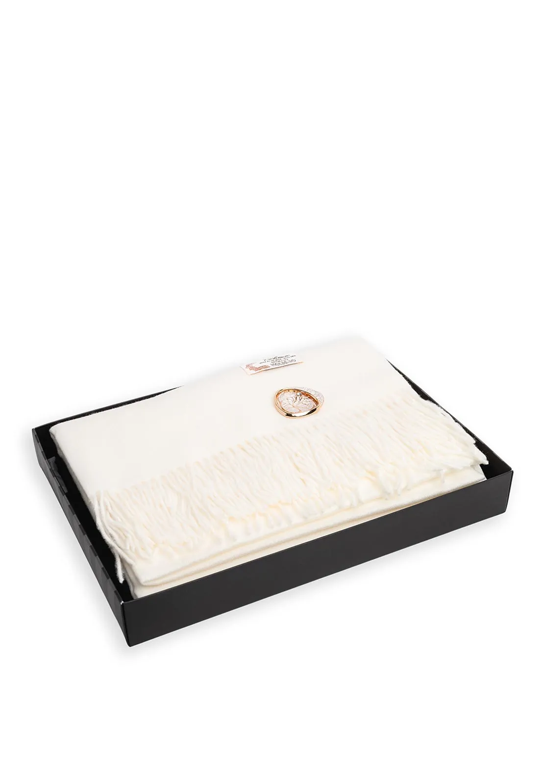 Serafina Collection Scarf and Brooch Gift Set, Cream