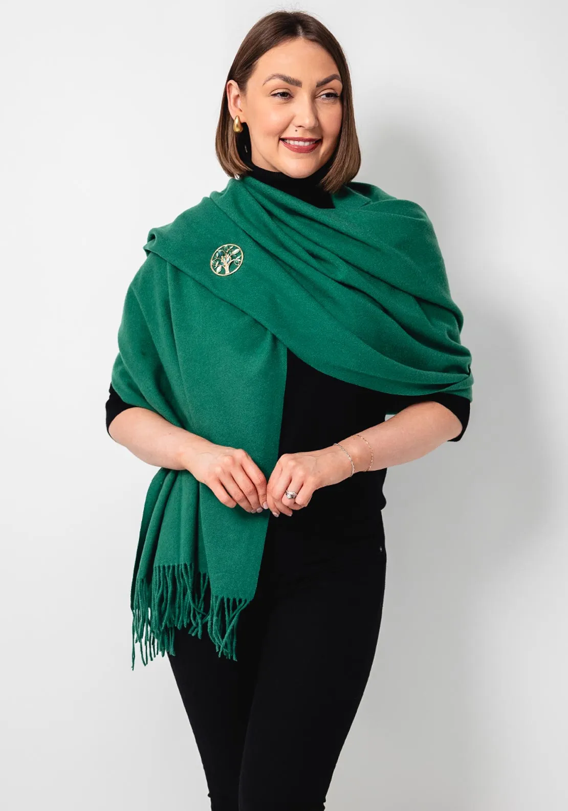 Serafina Collection Scarf and Brooch Gift Set, Green