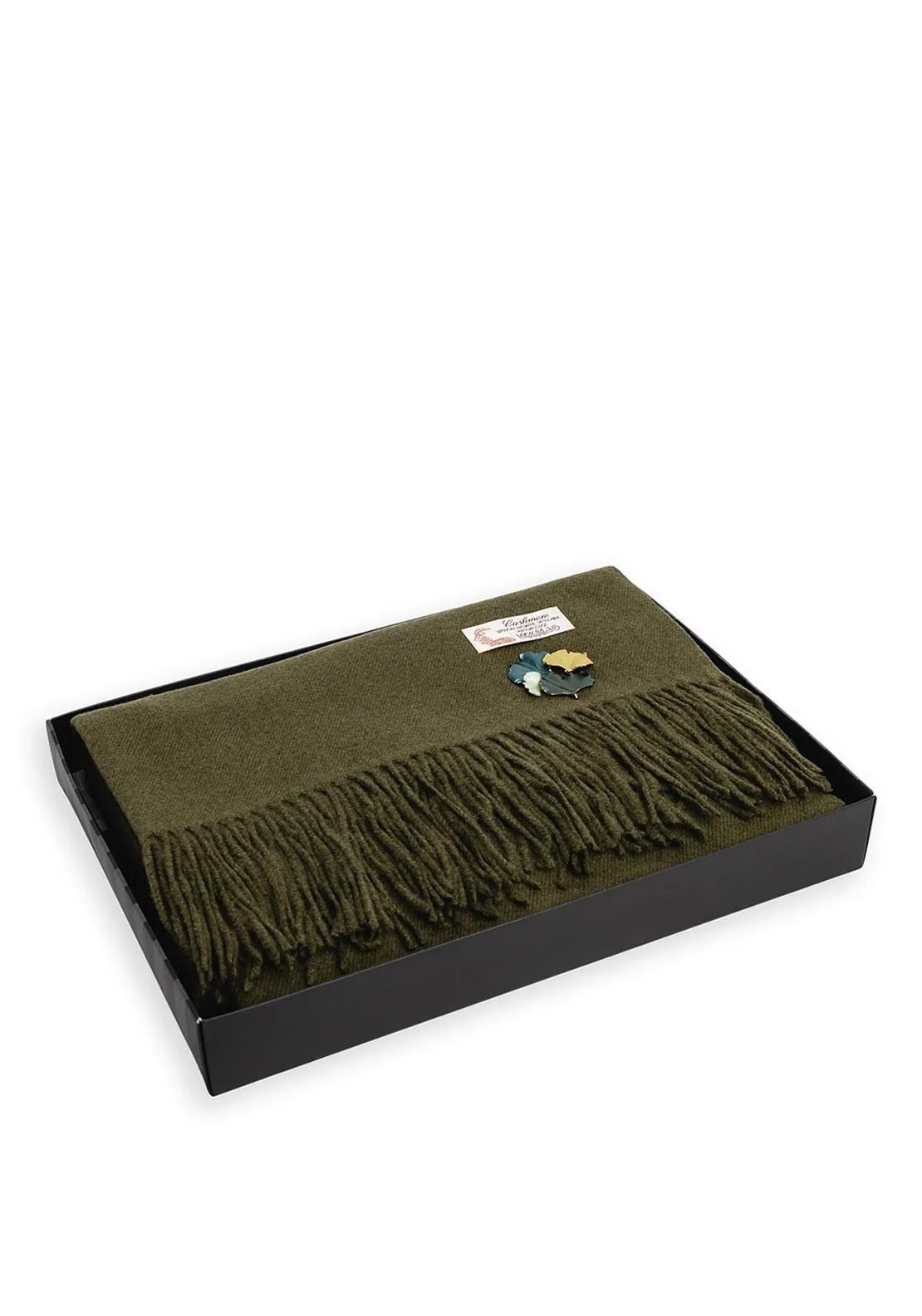 Serafina Collection Scarf and Brooch Gift Set, Khaki Green