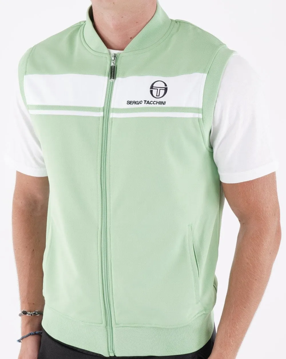 Sergio Tacchini Masters Sleeveless Track Top Green/White
