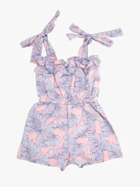     SHADE CRITTERS Ruffle Tank Romper Pink Monstera    