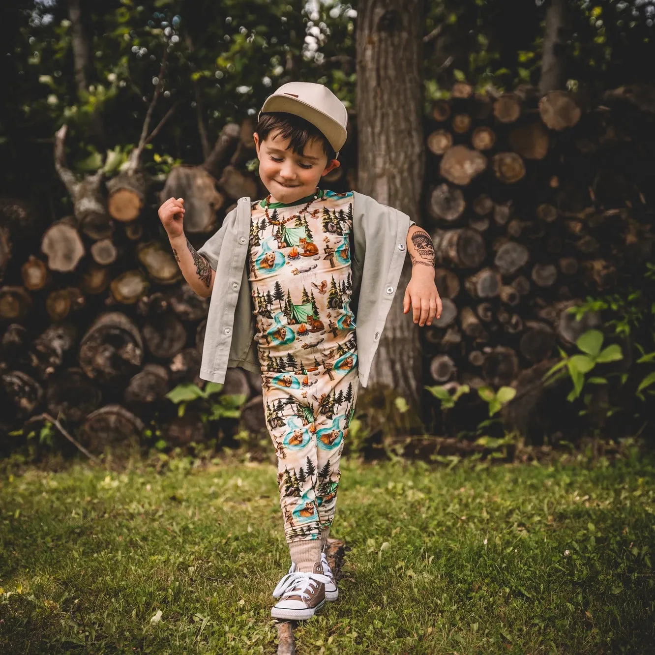 Short Sleeve 2 Piece PJ Set - Camping