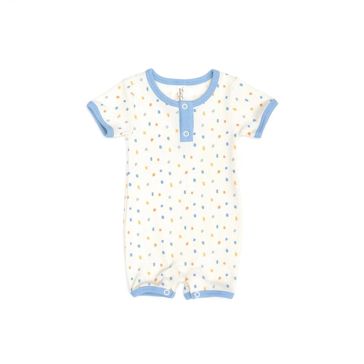 short sleeve romper - blue sprinkles
