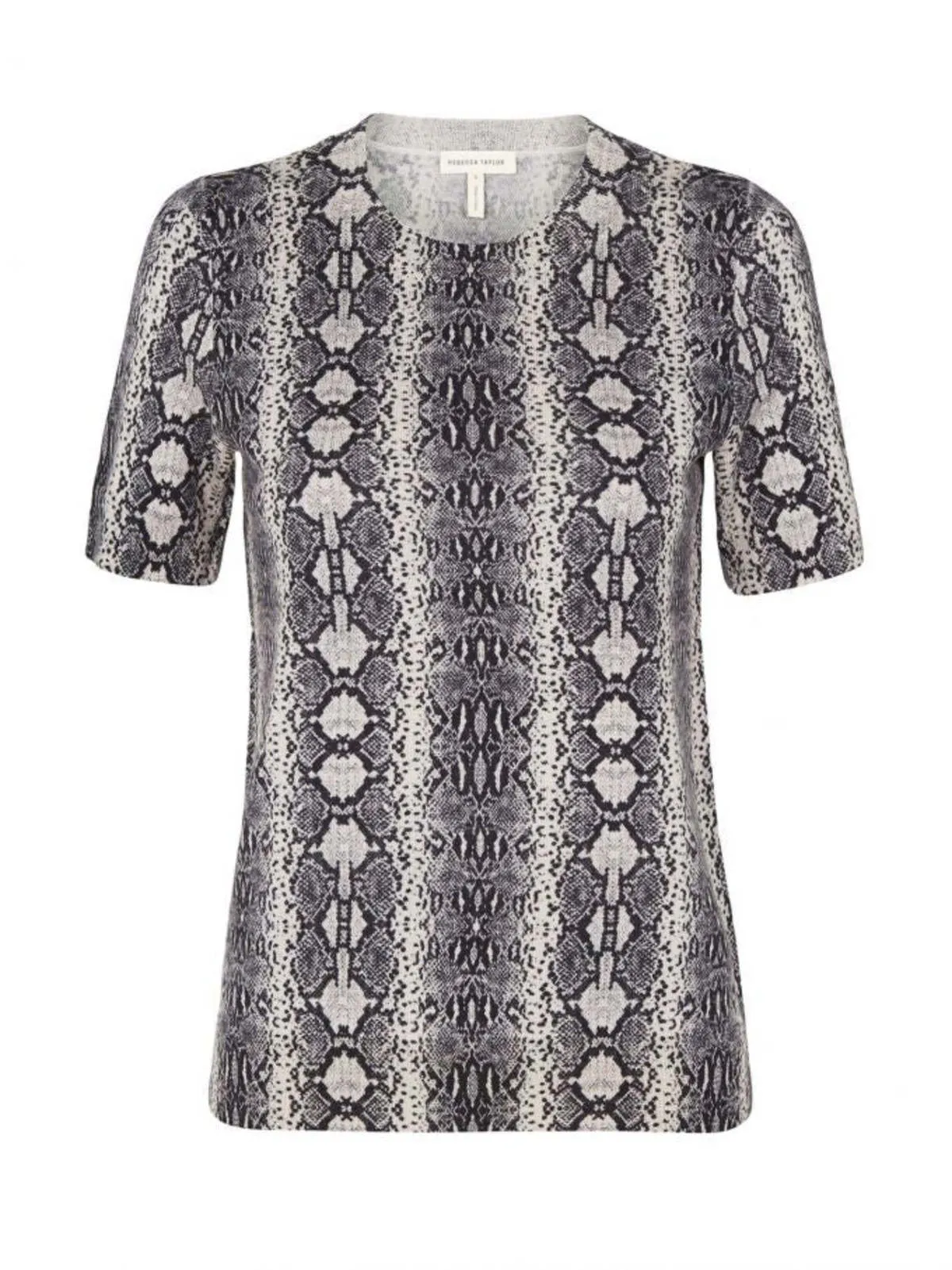 Short Sleeved Snake Print Pullover - Pink Champagne