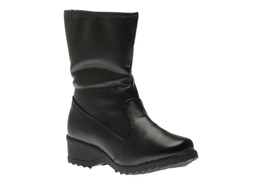 Side Zipper Grip Black Vegan Winter Boot