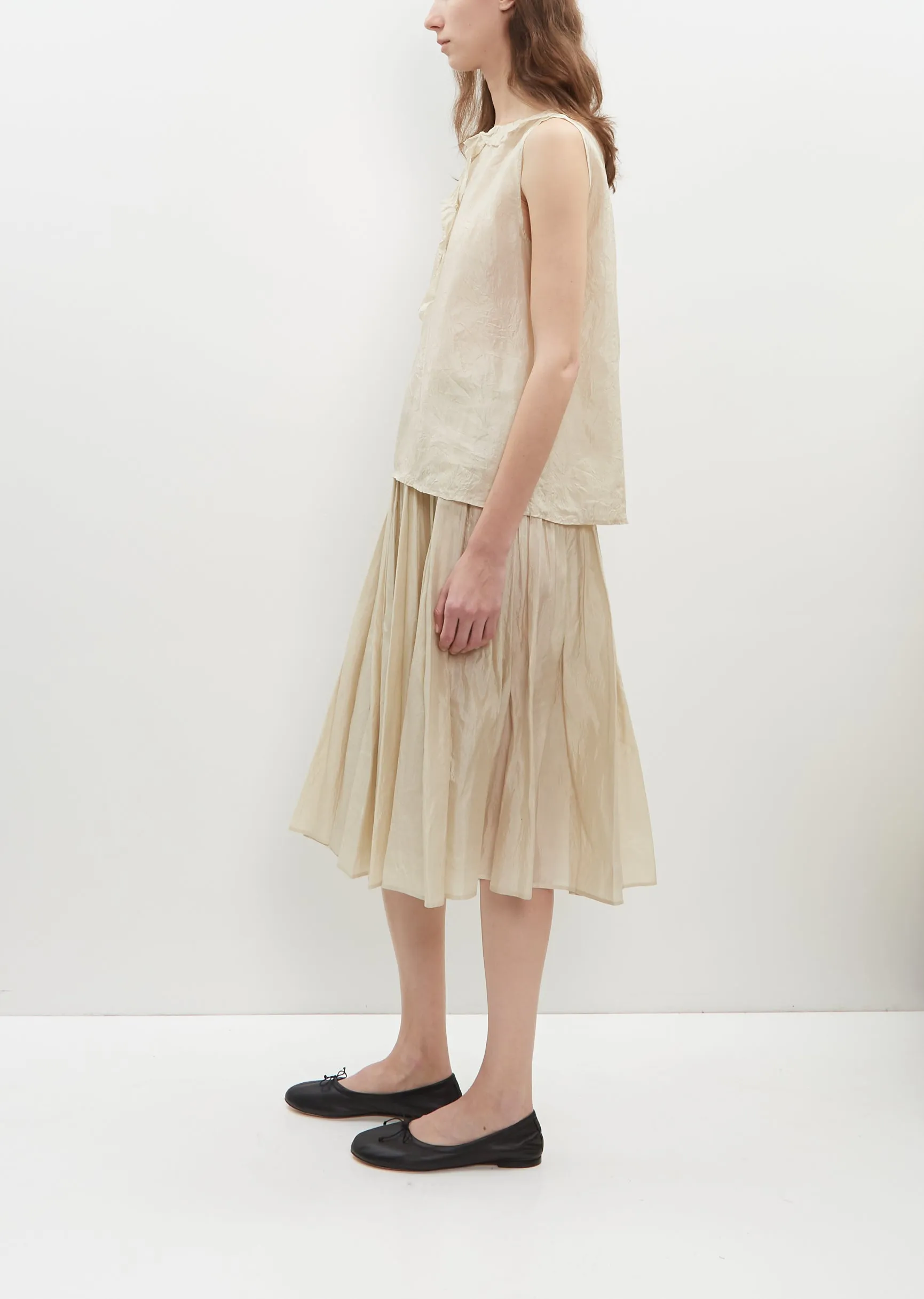 Silk Organza Sleeveless Ruffle Top